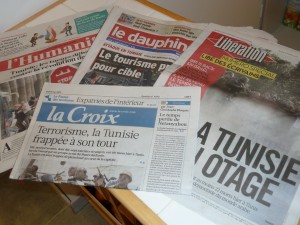 La presse écrite était unanime : l'attenta de Tunis est intolérable et n'est pas le reflet des pratiquants musulmans (© Pierre Nouvelle).