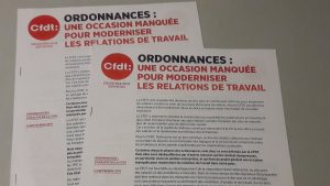 Depuis la communication du texte des ordonnances aux organisations syndicales, la CFDT a exprimé une décpetion qui un mois plus tar s'es muée en défiance à l'égard du gouvernement Macron (© Pierre Nouvelle).