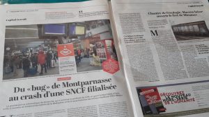 Comme le souligne le quotidien L'Humanité du 5 décembre, au delà des bugs c'est tout l'avenir de la SNCF et des trabnsports ferroviaires publics qui est posé (© Pierre Nouvelle).