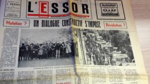 Pendant mai et juin 68, à la différence des quotidiens lyonnas, L'Essor, jebdomadaire diocésain du Rhône, de la Loire et de l'Isère a continué à paraître (© Pierre Nouvelle).