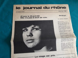 Avec Claude Huissoud, Suzette Rata, Bernard Gerland et Elie Depardon, Madeleine Delessert fut une des chevilles ouvrières d'un quotidien original qui parut durant cinq semaines en mai-juin 68 à Lyon (© Pierre Nouvelle).