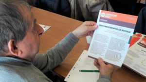 Réunis à la Bourse du travail de Lyon, une centaine de retraité.e.s syndicalistes de la CFDT ont réfléchi pendant une journée sur la politique de l'Europe en matière sociale et économique (© Pierre Nouvelle). 